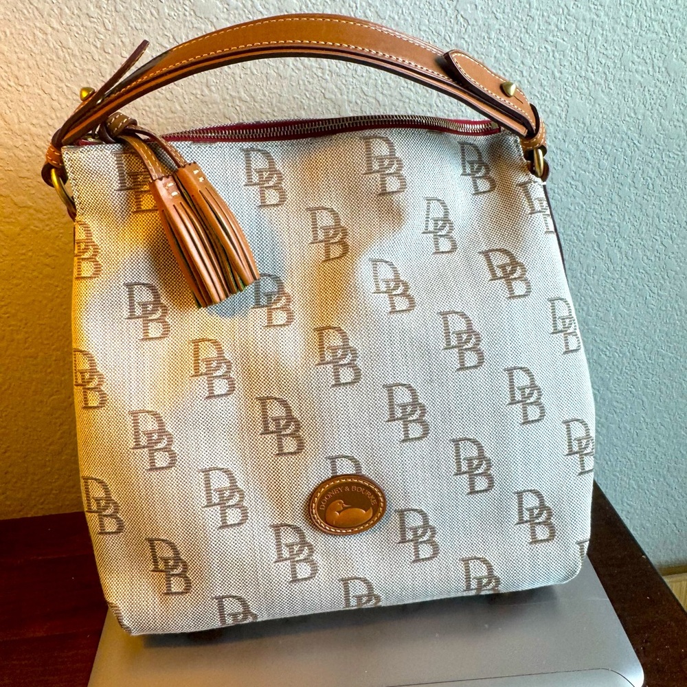 Vintage Dooney and Bourke Signature Monogram, DB Canvas Shoulder Handbag-New